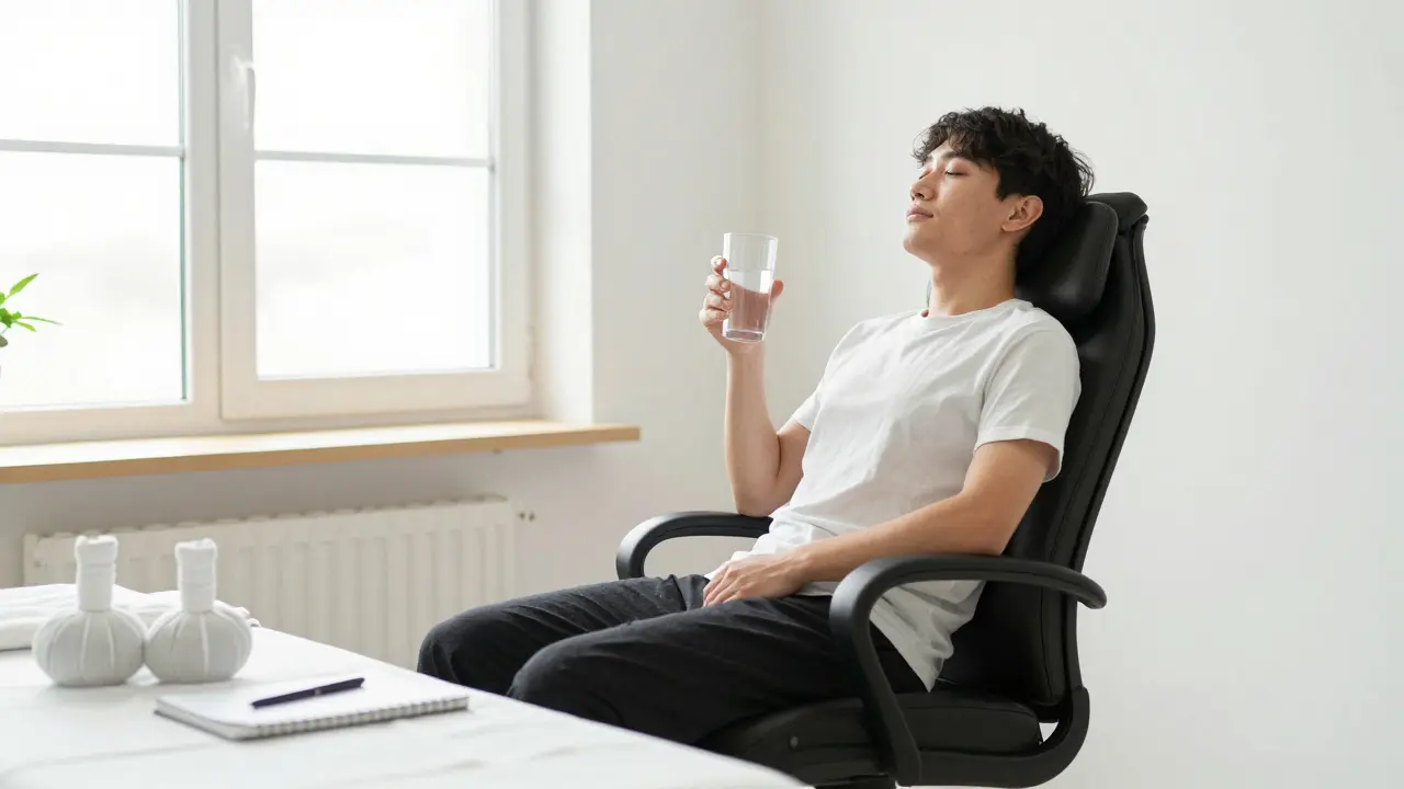 Uvolněný klient v moderním wellness centru po masáži