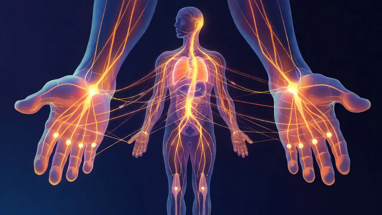 Konceptuální mapa propojení orgánů s reflexními zónami na nohou